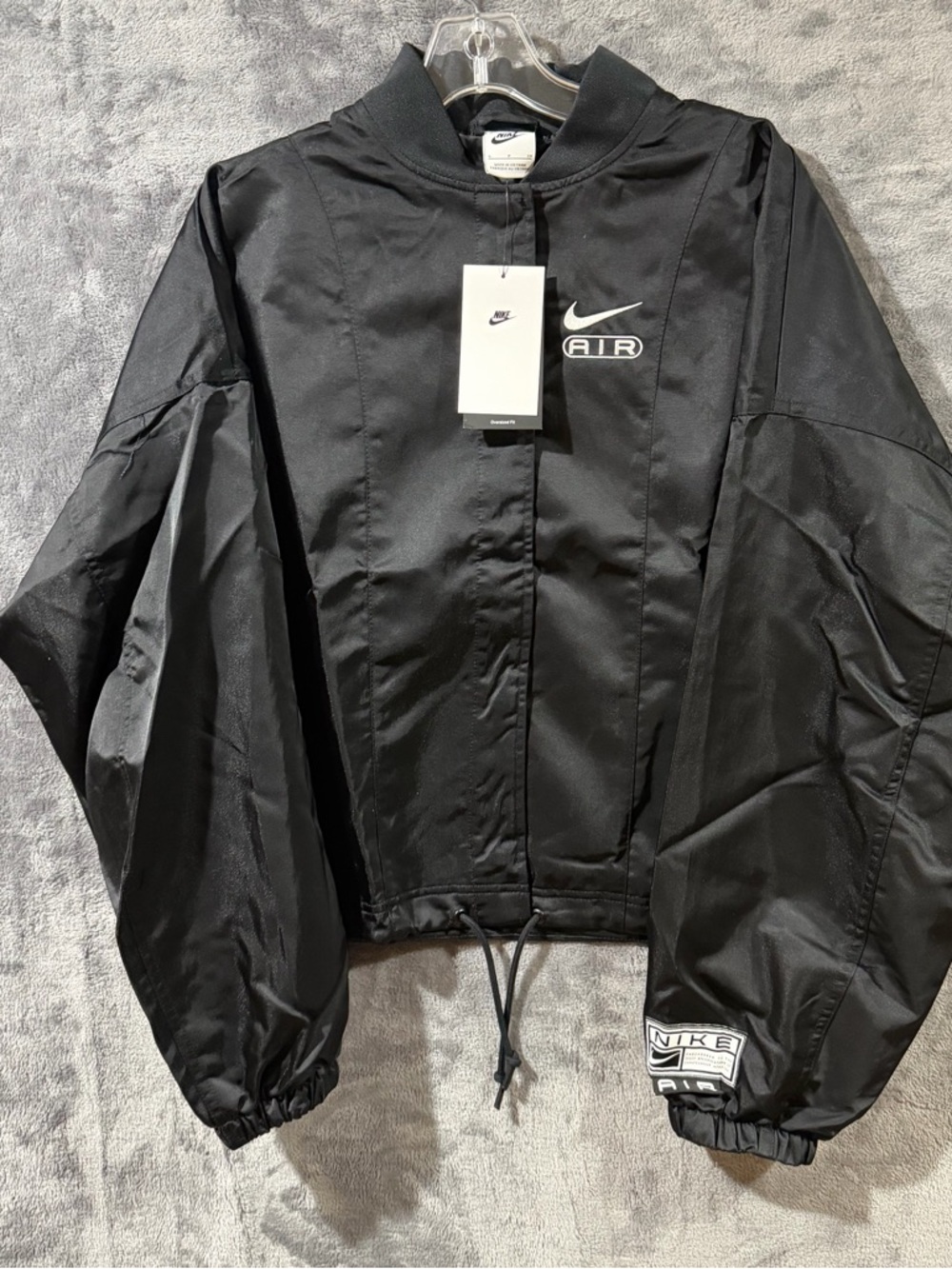 Nike Air Black Oversized Woven Bomber Jacket [FN1908-010] Women's Sz Small $135 - Picture 2 of 11